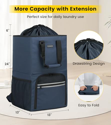 Vorspack Laundry Backpack with Shoulder Straps, Extra Large Hamper, Blue - color: Blue, size: Large