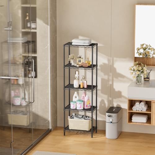 SINGAYE Metal Shelves Wire Shelving Storage Standing Adjustable Shelf Unit - color: Black, size: 5 Tier 10"Dx16"Wx55"H
