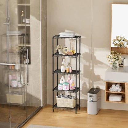 SINGAYE Metal Shelves Wire Shelving Storage Standing Adjustable Shelf Unit - color: Black, size: 5 Tier 10"Dx16"Wx55"H