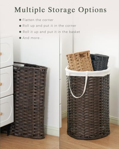 SETVSON Laundry Hamper Laundry Basket Round 19.0Gal (72 L) PE Rattan, Brown - color: Brown, size: 19.0 Gal - 72L