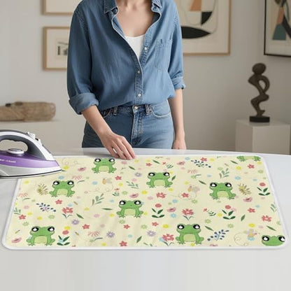 Ironing Mat Ironing Board Pad Heat Resistant, Portable, Quilting & Travel Blanket 32 x 16 Inch Cute Frog Small Ironing Mat for Table Top,Countertop,Etc - color: Cute Frog
