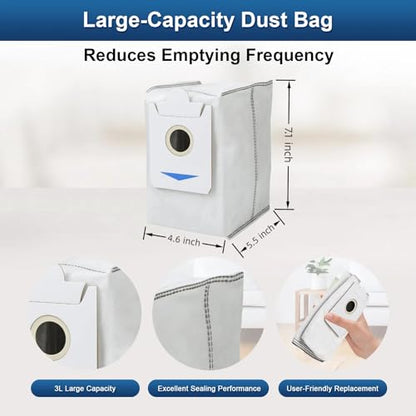22 Pack Accessories Kit Only for ECOVACS DEEBOT T30S Series (T30S Pro/AI/CARE/AI Care) Robot Vacuum Replacement Parts, 6 Side Brushes, 4 Mop Pads, 6 Dust Bags, 1 Main Brush, 4 Filters, 1 Tool brush