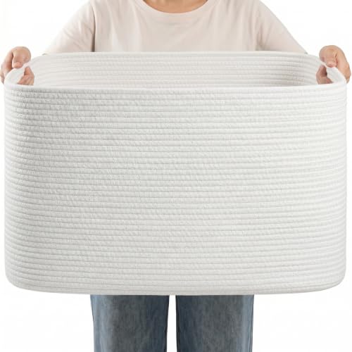 Large Laundry Basket/Hamper, 22"x17"x12", White - color: White, size: 75L