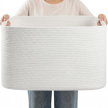 Large Laundry Basket/Hamper, 22"x17"x12", White - color: White, size: 75L