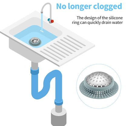 Aluvor Bathtub Drain Hair Catcher Shower Drain Cover Sink Drain Protector - size: Large-Greyish Blue