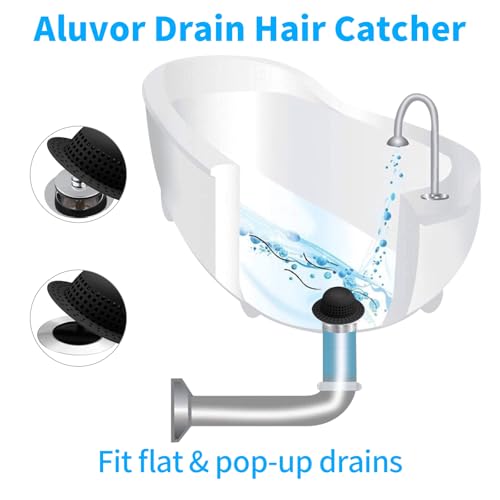 Aluvor Shower Drain Hair Catcher Bathtub Drain Cover Sink Drain Protector - color: All Black