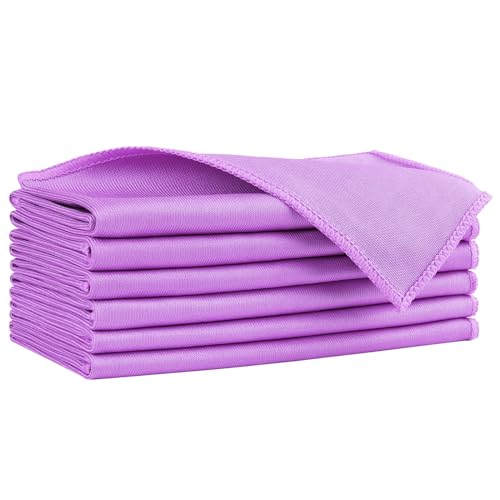 HOMEXCEL Glass Cleaning Cloths 6PK, Streak Free Towel for Windows, 14x16in - color: Purple, size: 14 x 16 Inch