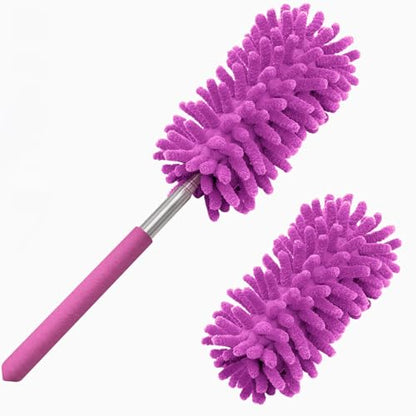 Duster for Cleaning, 10-29" Extension Pole, 2 Washable Heads, Purple - color: Purple, size: 2 Attachments