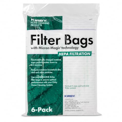 Kirby Micron Magic Plus HEPA Filter Bags 6-Pack | Part #204814 | Compatible with F-Style & Twist-Style Vacuums - size: 6 Pack Bags