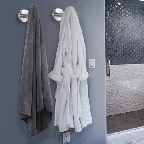 NearMoon Bath Towel Hooks- SUS 304 Stainless Steel Robe Hook Holder, Heavy Duty Coat Hook for Bathroom Livingroom Hotel Kitchen Garage, Wall Mounted (Brushed Nickel, 16 Pack) - color: Brushed Nickel, size: 16 Pack