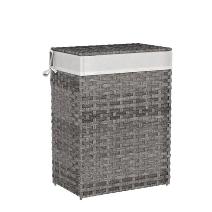 SONGMICS Laundry Hamper with Lid, 23.8 Gal (90 L) Synthetic Rattan,Foldable - color: Dove Gray, size: 90 L