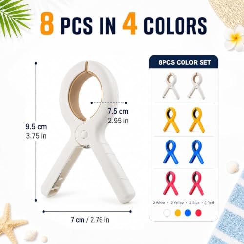 8PCS Beach Towel Clips for Beach Chairs
