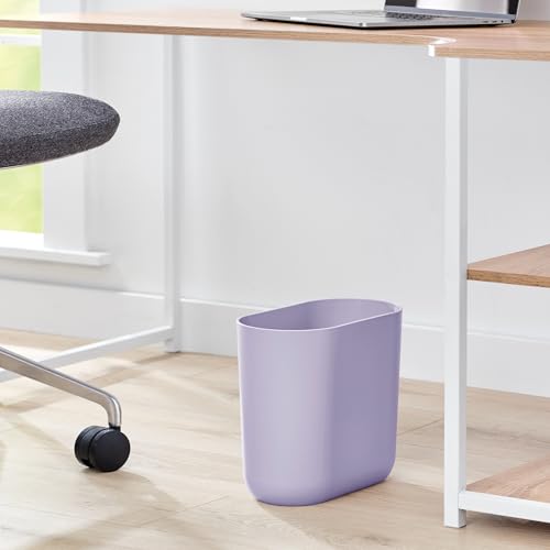iDesign Small Slim Plastic Bathroom Trash Can, Purple - color: Wisteria, style: Pack of 1
