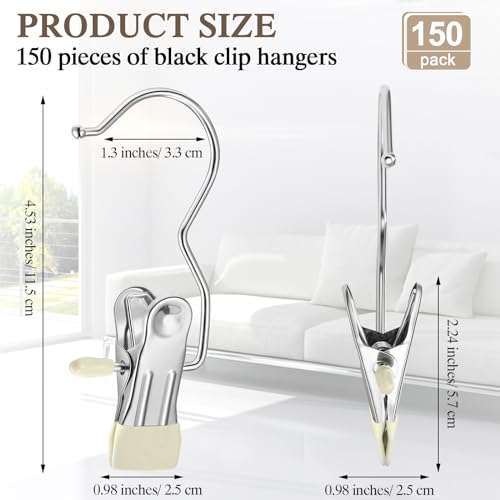 Yinder 150 Pcs Boot Hanger Clips Laundry Hooks Stainless Steel Hooks, Beige - color: Beige