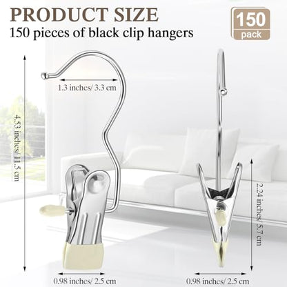 Yinder 150 Pcs Boot Hanger Clips Laundry Hooks Stainless Steel Hooks, Beige - color: Beige
