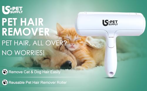 Pet Hair Remover Roller -Reusable, Self Cleaning Lint Roller for Pet Hair Removal on Furniture, Carpets, Clothes & Car Seats-Dog & Cat Hair Remover No Sticky Tapes (White) - color: White