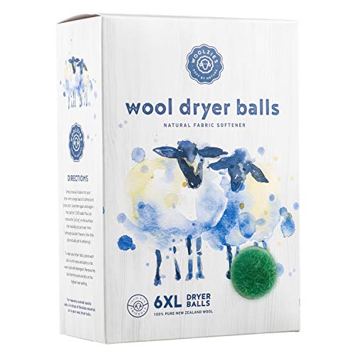 Woolzies Wool Dryer Balls Organic Big Wool Spheres Best Fabric Softener | 6-Pack XL Dryer Balls for Laundry is Made with New Zealand Wool | Use Laundry Balls for Dryer with Essential Oils (Green) - color: Green