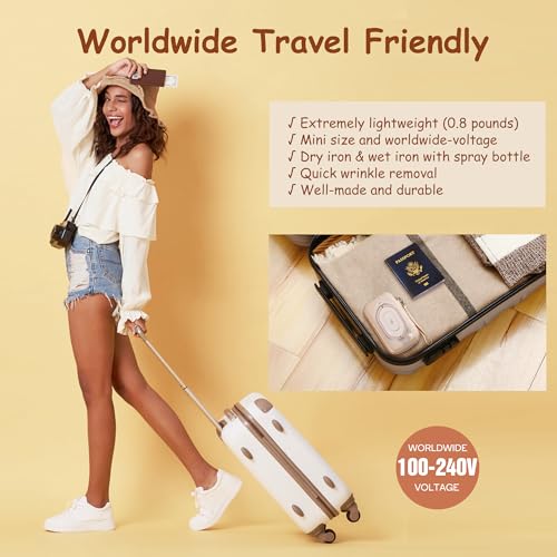 Newbealer Travel Iron Set, 100-240V Mini Dry Iron for Clothes (No Steam) - color: Gold with Hard Case