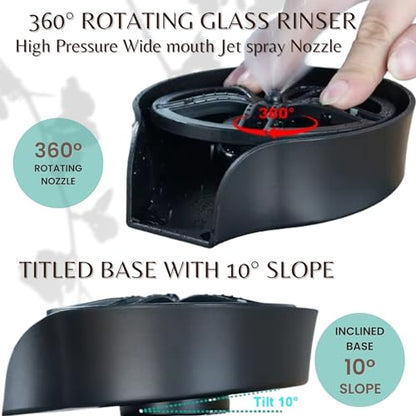 2-in-1 Glass Rinser & Sink Sprayer Attachment – High Pressure Cup Washer for Kitchen Sink – Matte Black Bottle Cleaner -Stainless Steel Cup Cleaner (Fits Standard Counter Holes) - color: Black