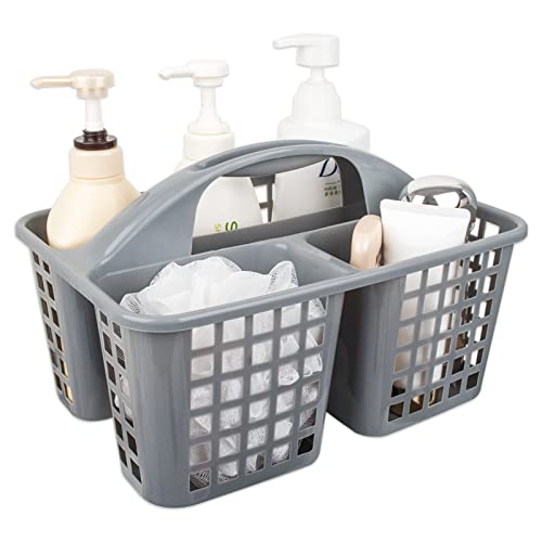 Portable Shower Caddy Basket Plastic Storage Basket with Compartments Grey - color: Grey