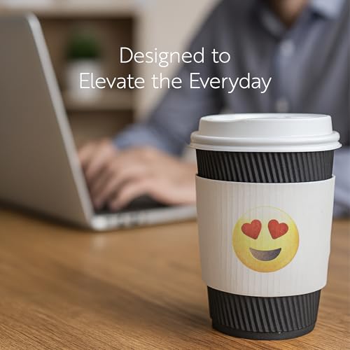 Restaurantware Coffee Cup Sleeves 50 Pack Fits 12, 16, 20 oz Coffee Cups Disposable Hot Drink Sleeves Secure Grip Heat-Resistant Jacket for Tea, and Beverages White - color: White, size: Heart Eyes