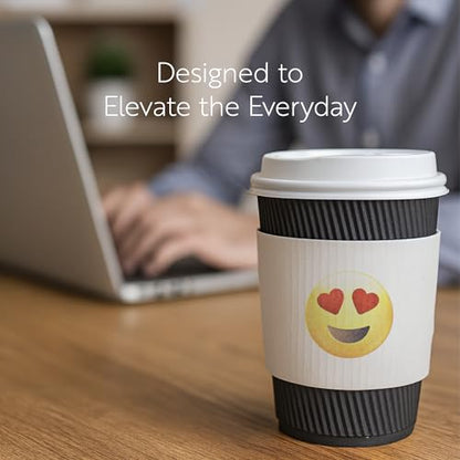 Restaurantware Coffee Cup Sleeves 50 Pack Fits 12, 16, 20 oz Coffee Cups Disposable Hot Drink Sleeves Secure Grip Heat-Resistant Jacket for Tea, and Beverages White - color: White, size: Heart Eyes