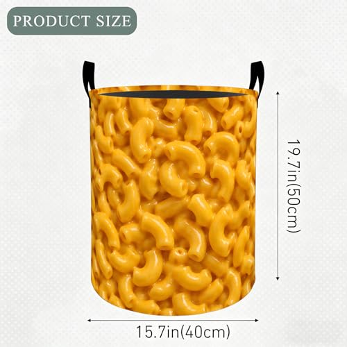 Macaroni and Cheese Basket Hamper, Organizer Bins Gifts for Women Kids, Realistic Food Foldable Waterproof Clothes Hamper Handles Storage Bucket for Bedroom Bathroom Room Decor 19.7"x15.7" - color: Macaroni and Cheese