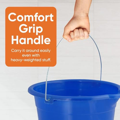Superio 2.75 Gallon Plastic Mop Bucket with Grip Handle, Utility Pail for Cleaning, Car Wash, Fishing, Camping & Household Use, 10 Liter, Royal Blue - 2 Pack - color: Royal Blue, size: 2 Pack