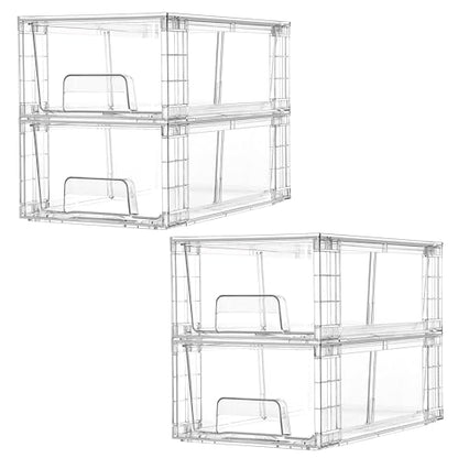 Vtopmart 4 Pack Stackable Clear Drawer with Dividers - size: 4Pack 4.4"H-with Dividers