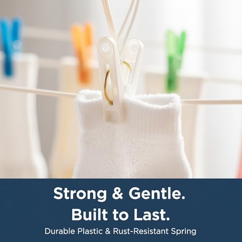 90 Pack Multi-Purpose Laundry Hooks Hanging Clips Bulk with Plastic Rope Hanger Clips for Baby Clothes Closet Organizer for Wardrobe Sock Pants Hat Towel Bathroom(White) - color: White