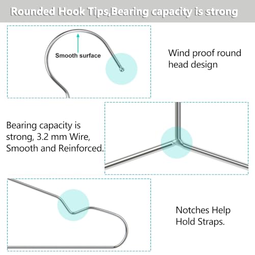 Stainless Steel Hangers, 40 Pack, 16.5 Inch, 15 lb Capacity - size: 40pack