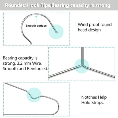 Stainless Steel Hangers, 40 Pack, 16.5 Inch, 15 lb Capacity - size: 40pack