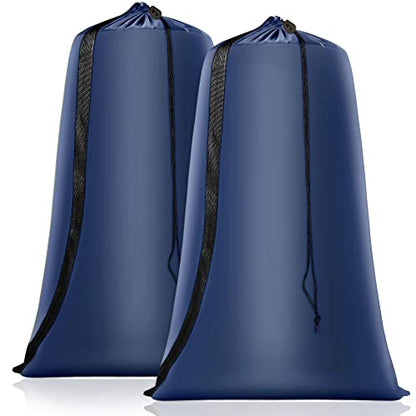 Coomee Heavy Duty Laundry Bag, 2 Pack XXL Nylon Laundry Bags with Straps - color: Navy, size: 48" x 28" x 1"