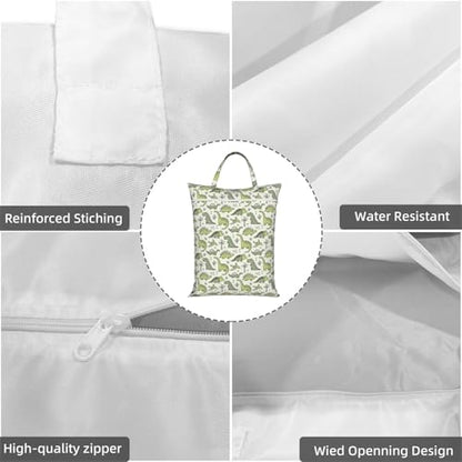 Miniature Dinosaurs Green Bones Travel Laundry Bags Cloth Diaper Wet Bags Handle Washable Dirty Clothes Bags Wet Dry Bag Suitcase Gym Swimming Pool College Dorm Wet Bag - color: 1 PC5, size: One Size