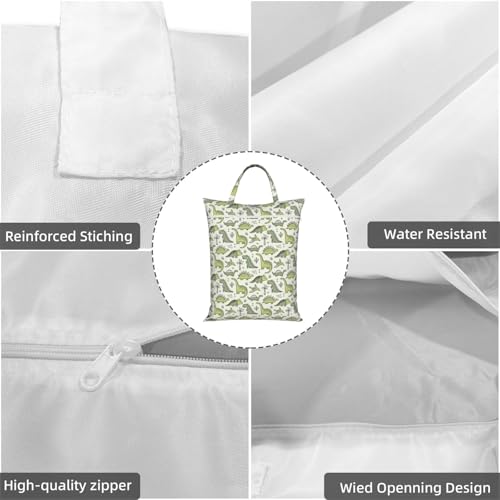 Miniature Dinosaurs Green Bones Travel Laundry Bags Cloth Diaper Wet Bags Handle Washable Dirty Clothes Bags Wet Dry Bag Suitcase Gym Swimming Pool College Dorm Wet Bag - color: 1 PC5, size: One Size