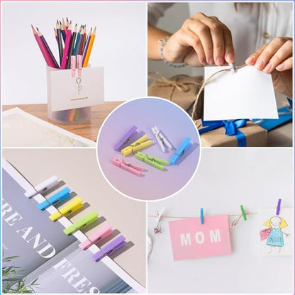 60Pcs Mini Clothespins for Baby Shower Games Boy Girl Clothes Pins 1.4Inch - color: Multicolor