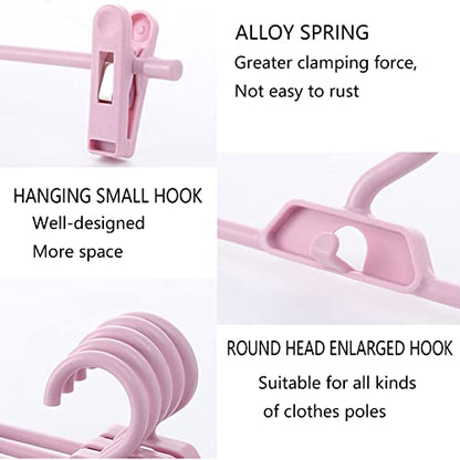 Pants Hangers, 10pcs Adjustable Clothes Hangers with Clips, Portable Drying Rack Travel Plastic Non-Slip Clothes Drying Hanger for Kids Or Adults Garments (Pink) - color: Pink