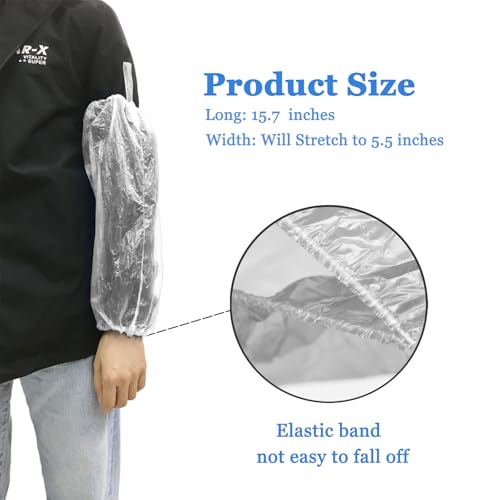 Yzurbu Disposable Arm Sleeves, Plastic Waterproof Oversleeves Protector Covers with Elastic on Cuff - color: White - 200pcs