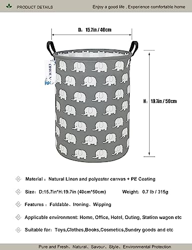 Round Elephant Laundry Hamper Waterproof Fabric Home Storage - color: Elephant