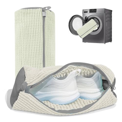 Shoe Washing Machine Bag: Laundry Shoe Bag for Washer and Dryer - 2pc Reusable Shoe Cleaning Bag for Sneaker Tennis Shoes Unstain Cleaner Kit(Cream 2 Pcs) - color: Cream 2pcs