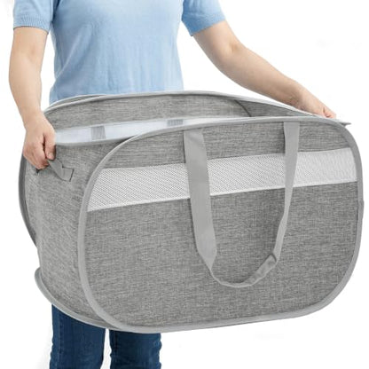 100L Collapsible Laundry Baskets, Foldable Dual Handles Laundry Hamper Grey - color: 100L Gray