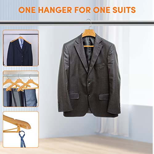 DEDU Suit Hangers for Men 15 Pack Width 17.5", Coat Hangers No Shoulder Bump Non Slip, Plastic Extra Wide Shoulder with Pants Bar & Metal Hook (Natural) - color: Natural, size: 15 Pack
