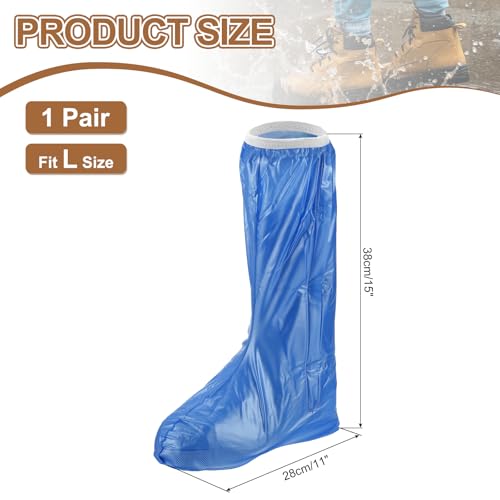 HARFINGTON Waterproof Shoes Cover L (US 6) Non-Slip Overshoes with Zipper - color: Blue, size: L (US 6)