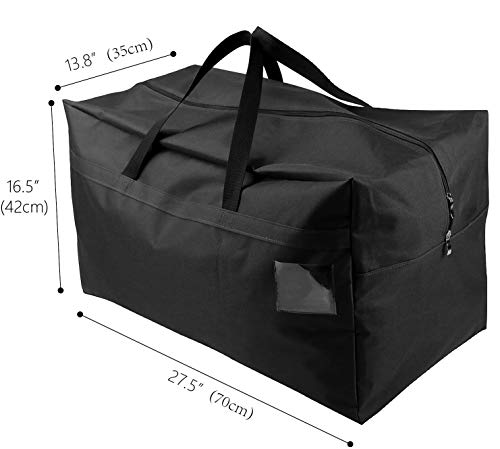 AMJ 2 Pack Extra Large Moving Bags with Zippers & Carrying Handles, Heavy-Duty Storage Totes for Space Saving, Black Moving Totes - color: Black, 2pcs