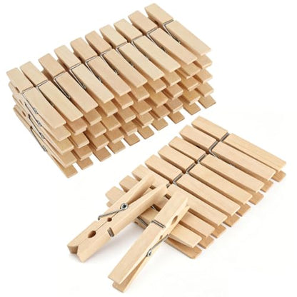 50Pcs Large Wooden Clothes Pins 2.9 Inch, Natural Wood Clips for Crafts, Classroom Projects, Chip Bags, Heavy Duty Spring - color: Wood-50pcs-2.9inch