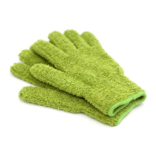 1 Pair Microfiber Plant Dusting Gloves Leaf Cleaning Gloves for Indoor Plants, Blinds, Furniture, House - color: Green