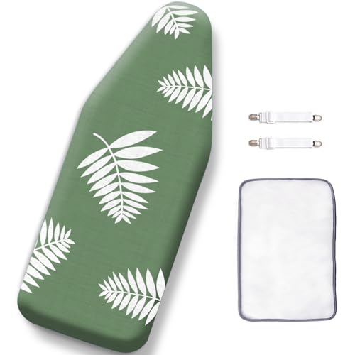 SheeChung 12.5"x32" Small Ironing Board Cover and Pad,Mini Iron Board Cover - color: Green+leaf, size: 32"L x 12.5"W