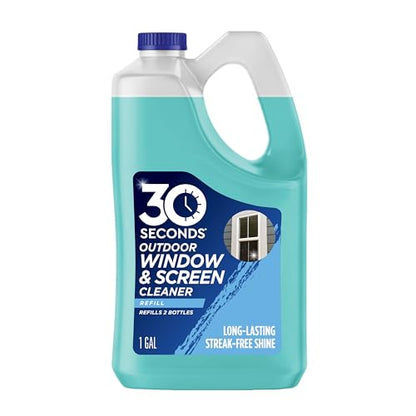 30 SECONDS Outdoor Window & Screen Concentrated Cleaner for Glass, Patio Doors, Fiberglass, Furniture - No Screen Removal Required, Spray & Rinse - Refill for Hose End Sprayer Bottles, 1.1 Gallon - size: 142 Fl Oz (Pack of 1)