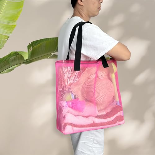 4PCS Large Mesh Beach Tote Bags With Drawstring For Swim,Travel,Poolside - color: Color-1