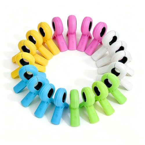20 Beach Chair Towel Clips, Large-Sized Durable Hanger Clip, Cruise Beach Chair Pool Chair Dedicated Towel Rack, Beach Chair Clip to Prevent Towels from Being Blown Away by The Wind, 5 Colors (20)